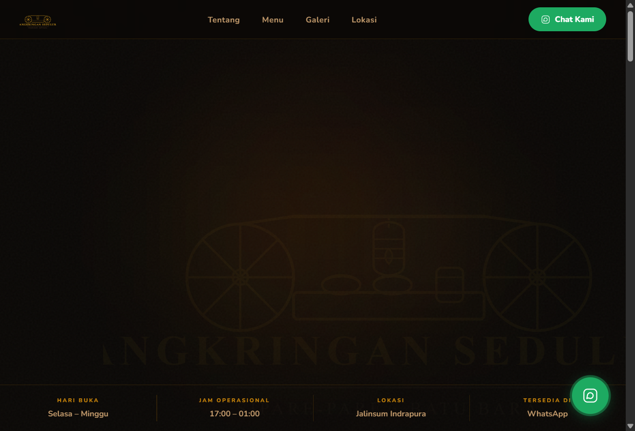Angkringan Sedulur landing page hero section